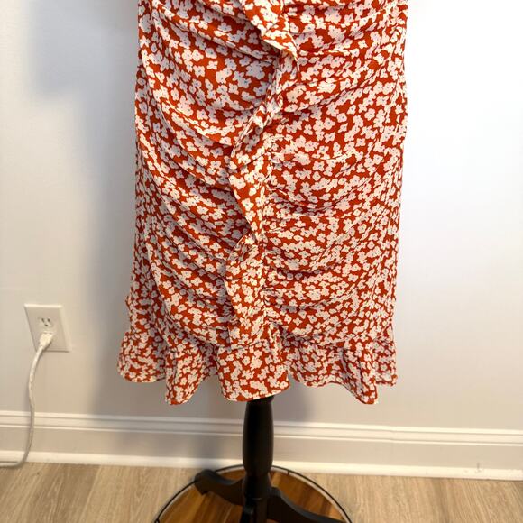 ASTR The Label Ditsy Floral Ruffle Mini Dress In Rust Orange White Size XL New - Picture 6 of 15